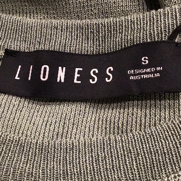 Lioness Military Minds Light Green Ruched Tie Side Ling Sleeve Stretch Dress NEW - Picture 12 of 16